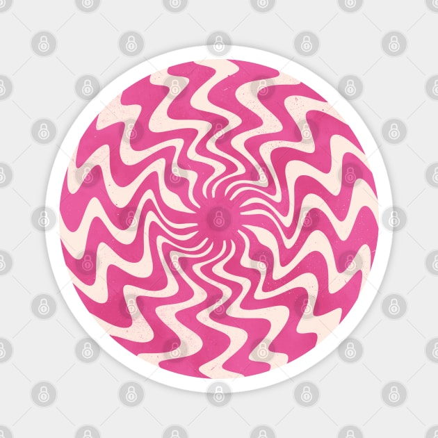 70s Retro Pink White Abstract Magnet by Trippycollage